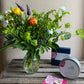 Ripple Bud Vase - including a posy of seasonal flowers, including a Tam Mason Sugar Scrub