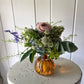 Tangerine Glass Bud Vase - including a posy of seasonal flowers