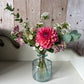 Rustic & Recycled. Clear Glass Bud Vase + Flowers