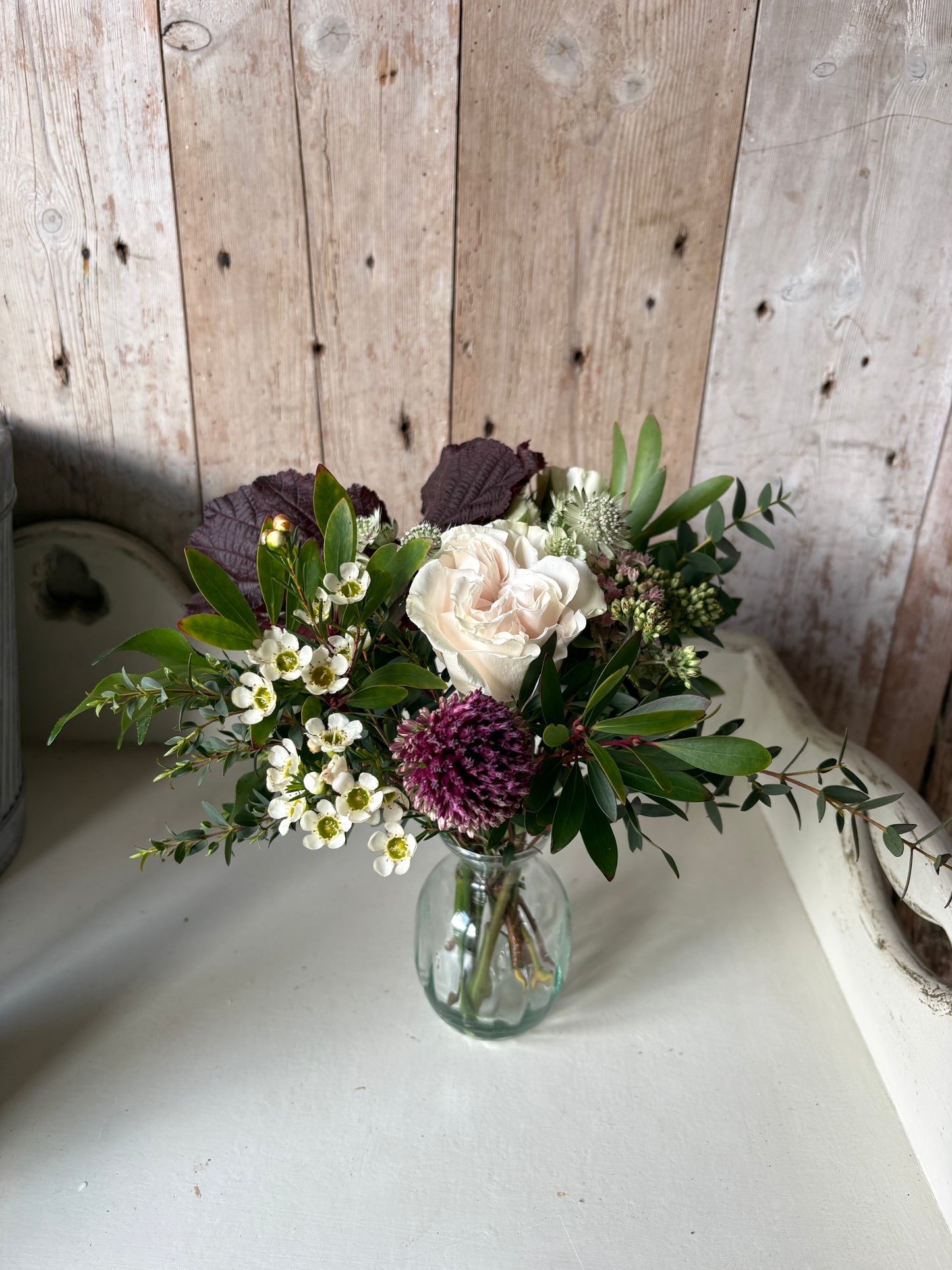 The Fluted Trio. A Set of Three Mouth Blown Bud Vases + Flowers (Florence)