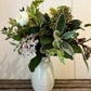 Handmade by Howe Farm, cream ceramic bud vase - including a posy of seasonal flowers