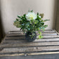 Slate Bobbly Glass Bud Vase Bowl - including a posy of seasonal flowers