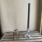 Champagne Feathered Glass Bud Vase with pretty glass candlestick & grey candle Gift Box - including a posy of seasonal flowers