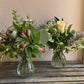 Clear Posy Bud Duo of Vases including posy of flowers